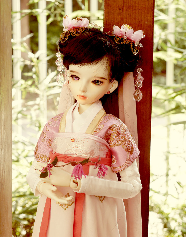 独家原创娃衣汉娃娃bjd3女装手推绣花齐胸襦裙bjd