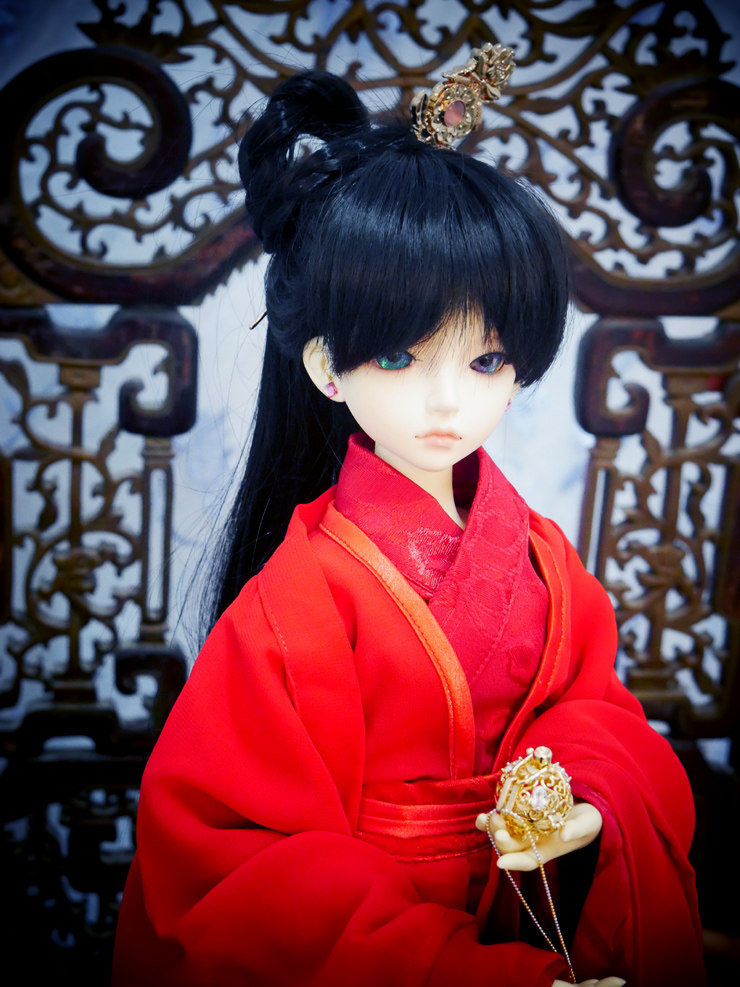 独家原创娃衣汉娃娃bjd34分女装大红襦裙大袖bjd娃娃