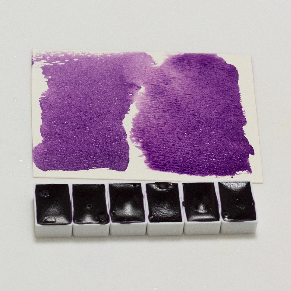 紫罗兰固体蜂蜜水彩全块紫色颜料violetlight纯色水彩颜料