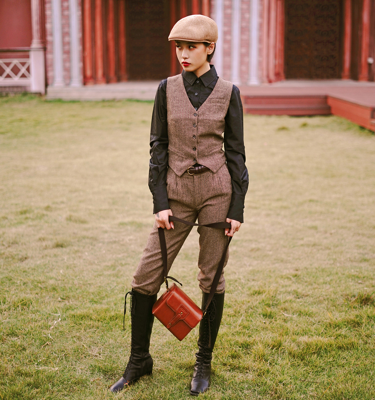 套装2022年新款小个子春季骑马女装复古英伦马甲马夹