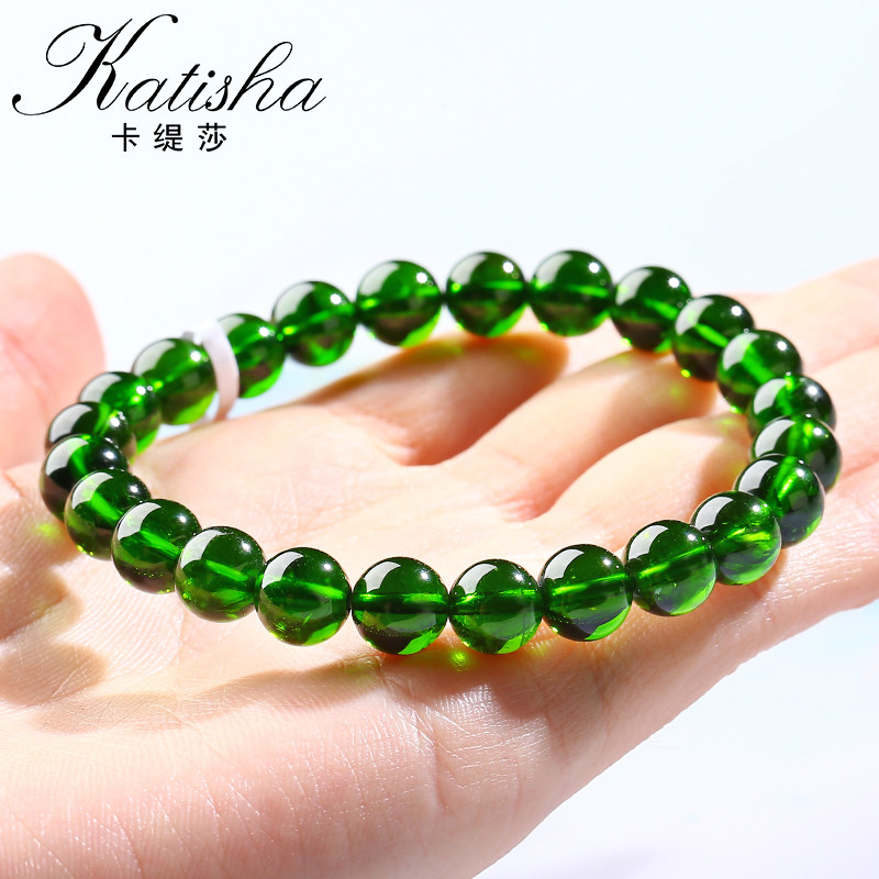 卡缇鲜绿铬透辉石手链女单圈多圈透辉石手串宝石手链