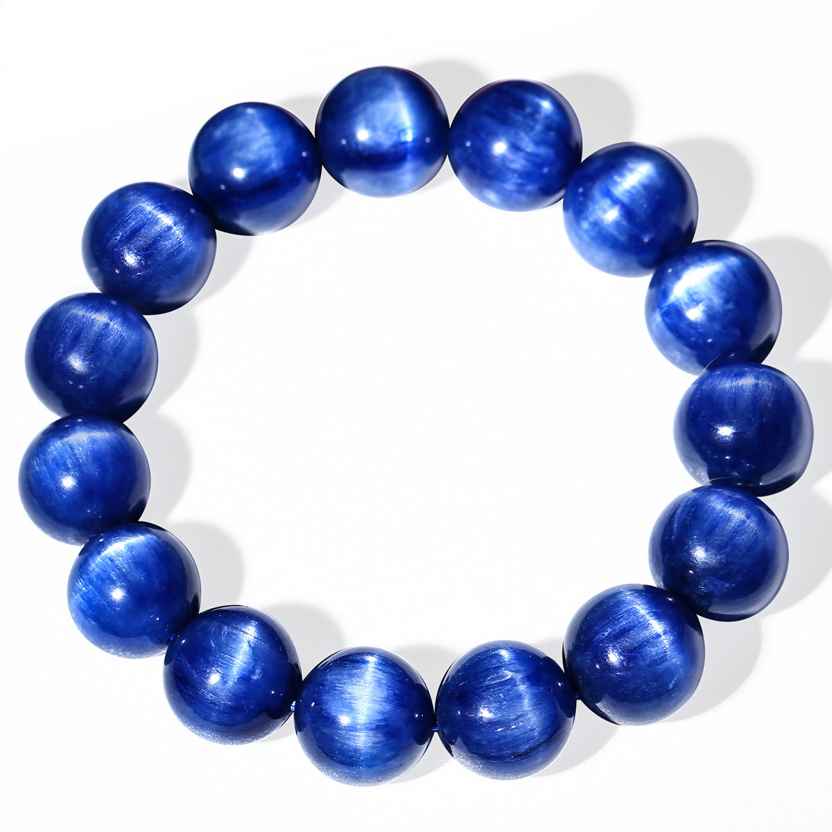 卡缇蓝晶石手链男女女款猫眼效应单圈多圈蓝绒晶手手链