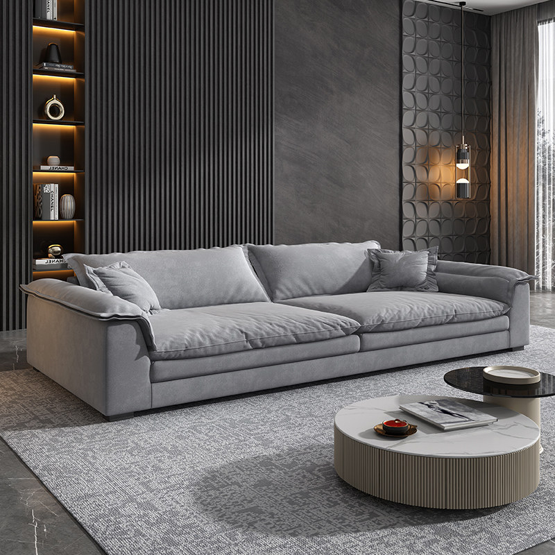 意式极简轻奢磨砂布艺直排沙发沙发客客厅现代简约布艺沙发