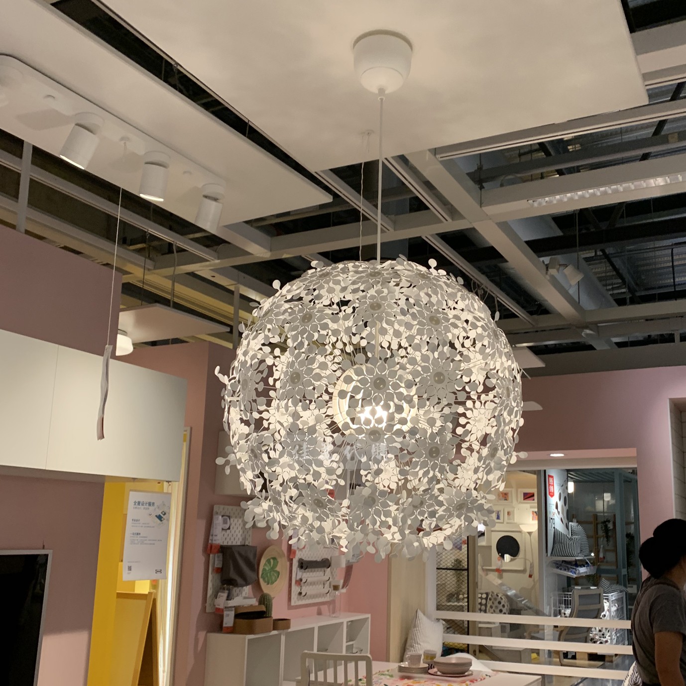 灯具新品ikea宜家代购格林吊灯创意温馨白色客厅吊灯