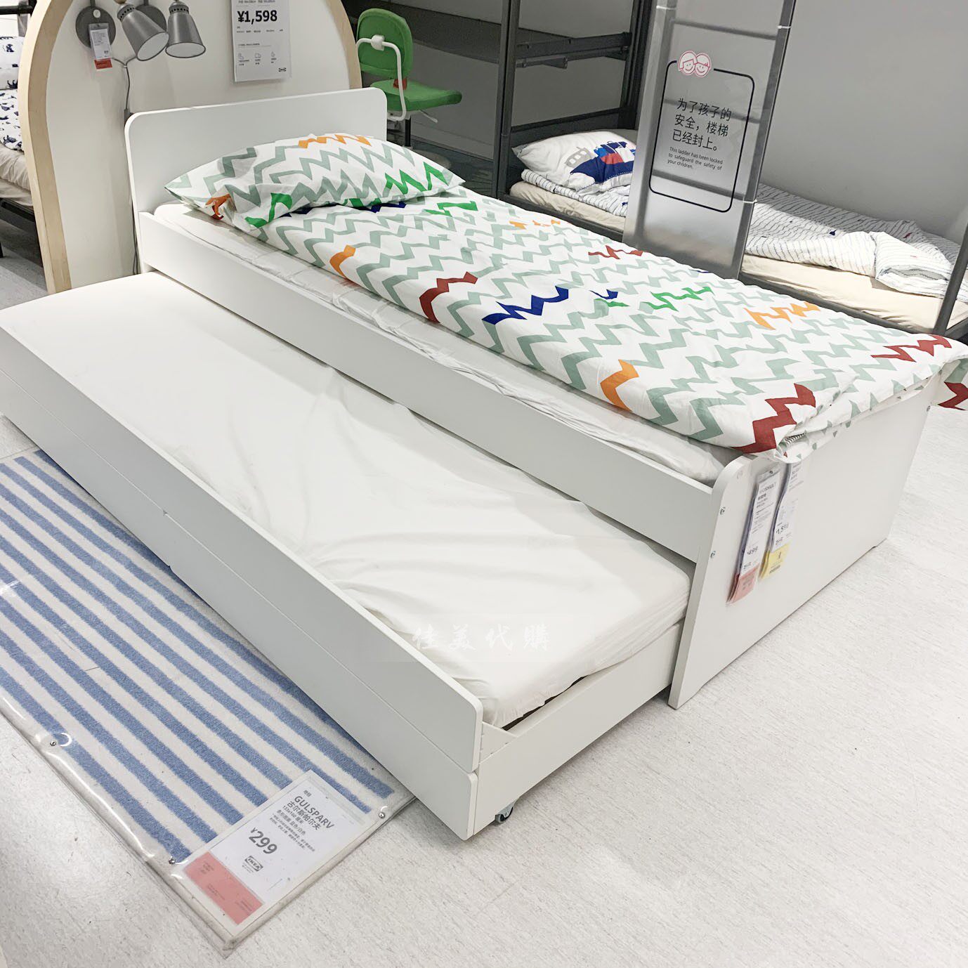 国内代购宜家斯莱莱克床架带储物盒儿童单人床实木床