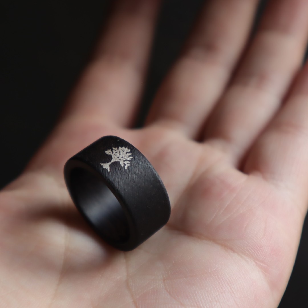 情侣女朋友男女指环木质戒指觉手原创纹理磨砂戒指