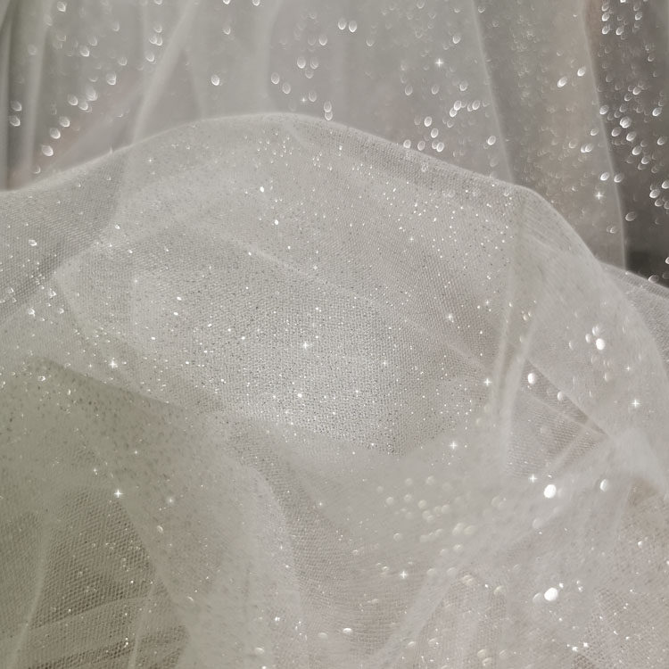 网纱布料白色烫金撒粉闪光婚纱礼服婚庆背景吊顶海绵垫