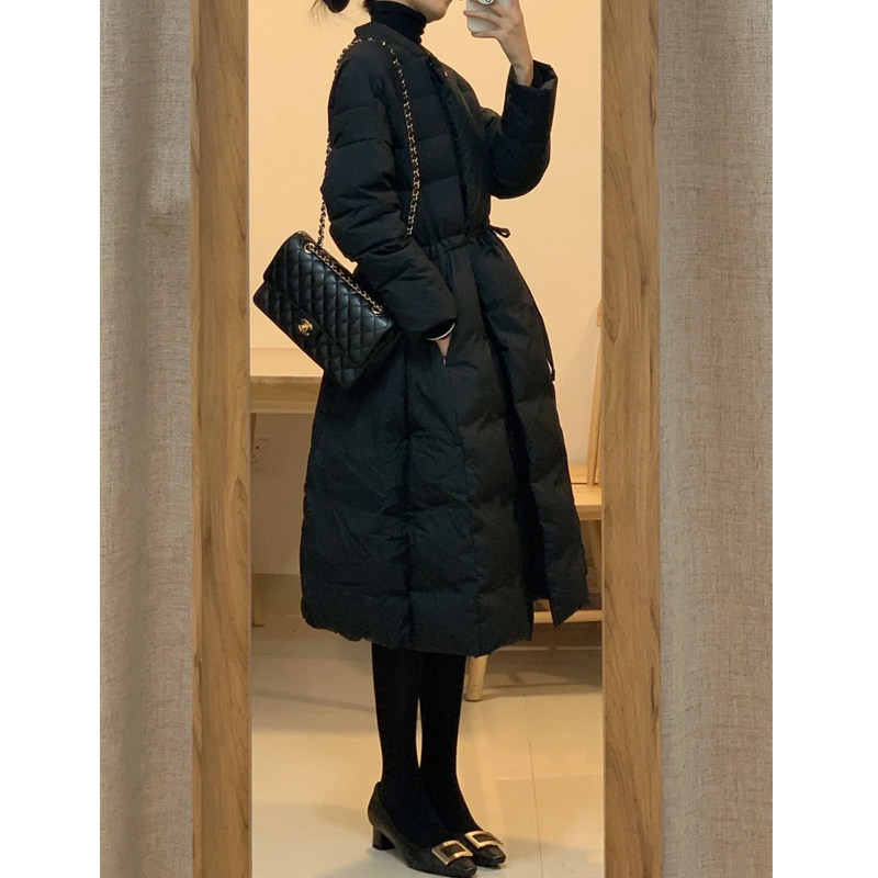 羽绒服女2022年冬季新款中长款轻薄时尚黑色韩系小众设计感小个子