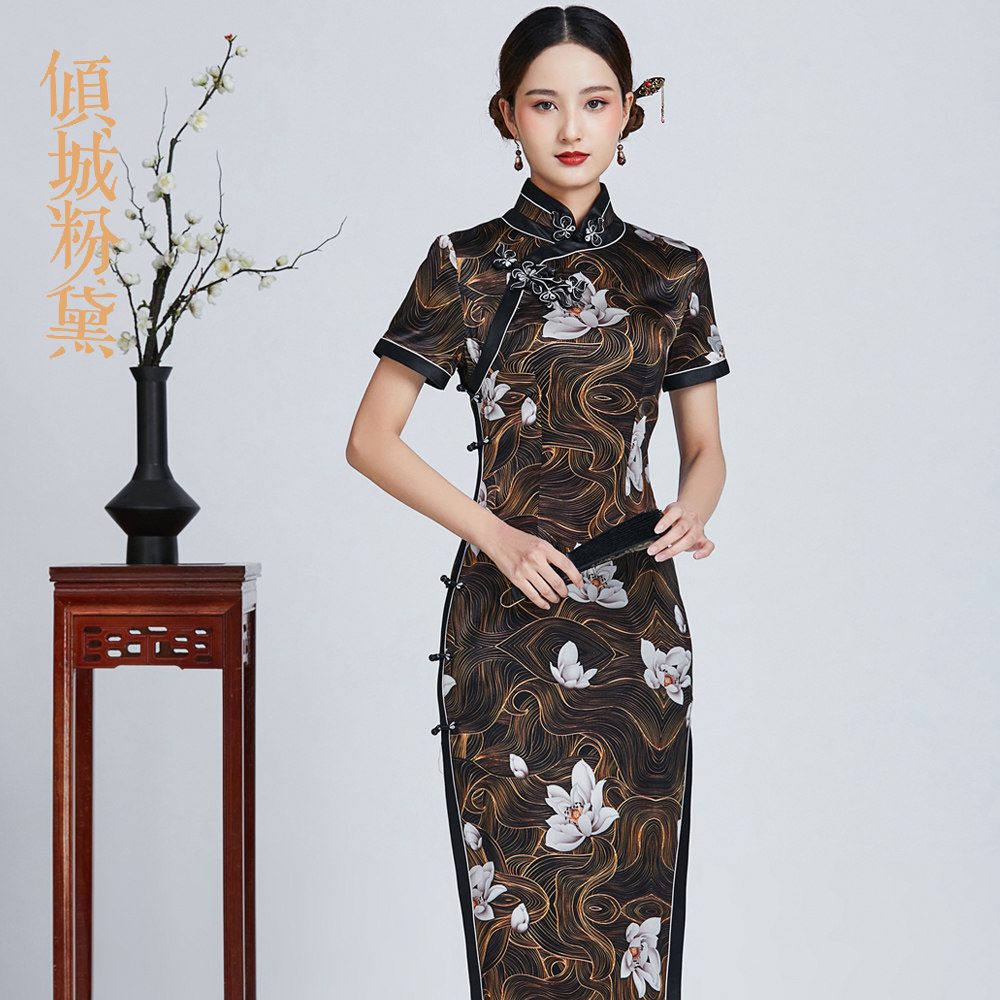 倾城粉黛上海手工旗袍传统古法精致花扣古典改良旗袍