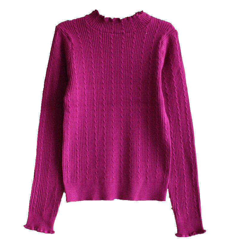 2020针织锦纶打底毛衣长袖耳边秋冬木耳高领毛针织衫