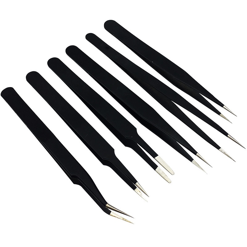 尖弯头防静电摄子捏子夹工业级手机维修燕窝挑毛不锈钢小镊子工具