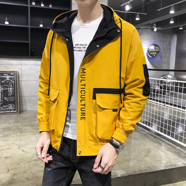 Trying jacket men's autumn BF wind casual loose handsome hooded jacket students Korean version of the trend sports top Trying jacket men's autumn BF wind casual loose handsome hooded jacket students Korean version of the trend sports top