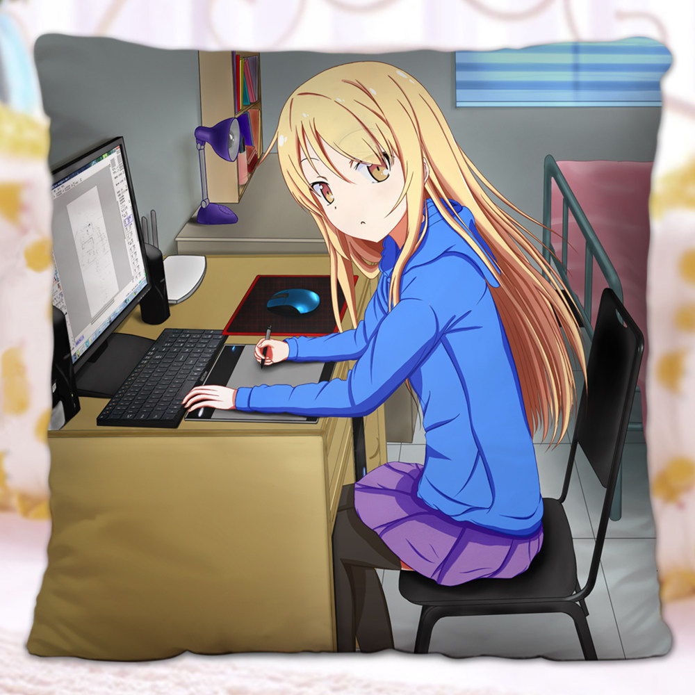 樱花宠物女孩椎名真白二次元抱枕方形双面定制动漫毛绒
