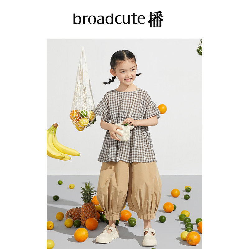 broadcute花式衬衫娃娃短袖薄款女童儿童新儿童夏季衬衫