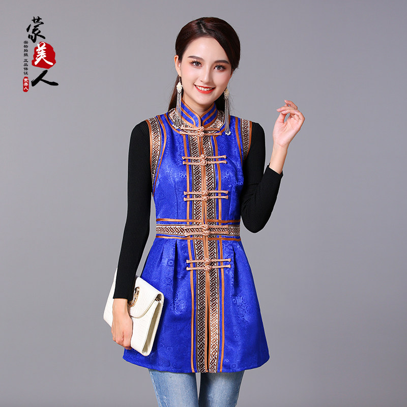 蒙古春夏蒙古马马甲中长民族风坎肩元素现代盘扣时民族服装