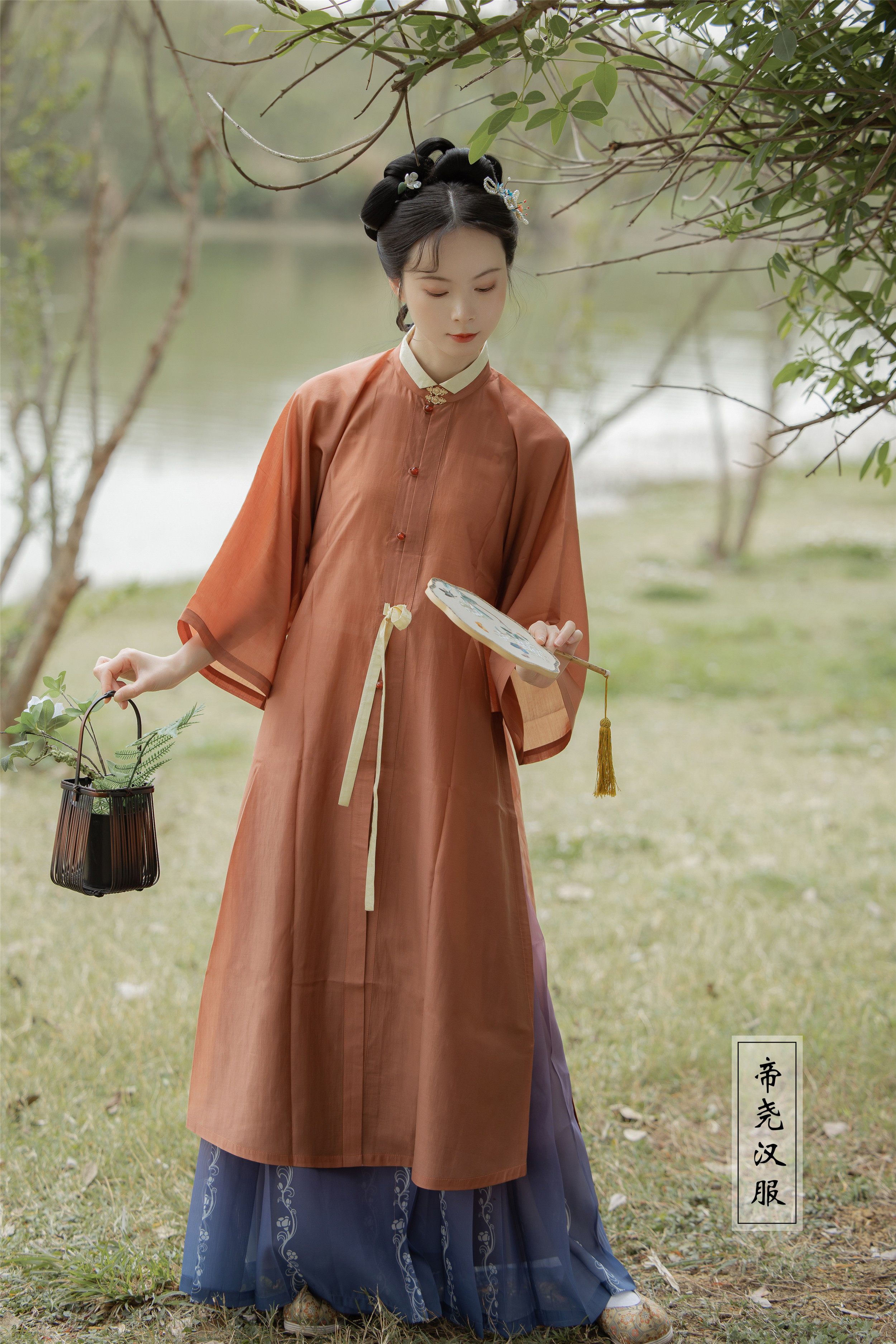 汉服帝尧2021新款传统明制圆领短衫渐变印花汉服