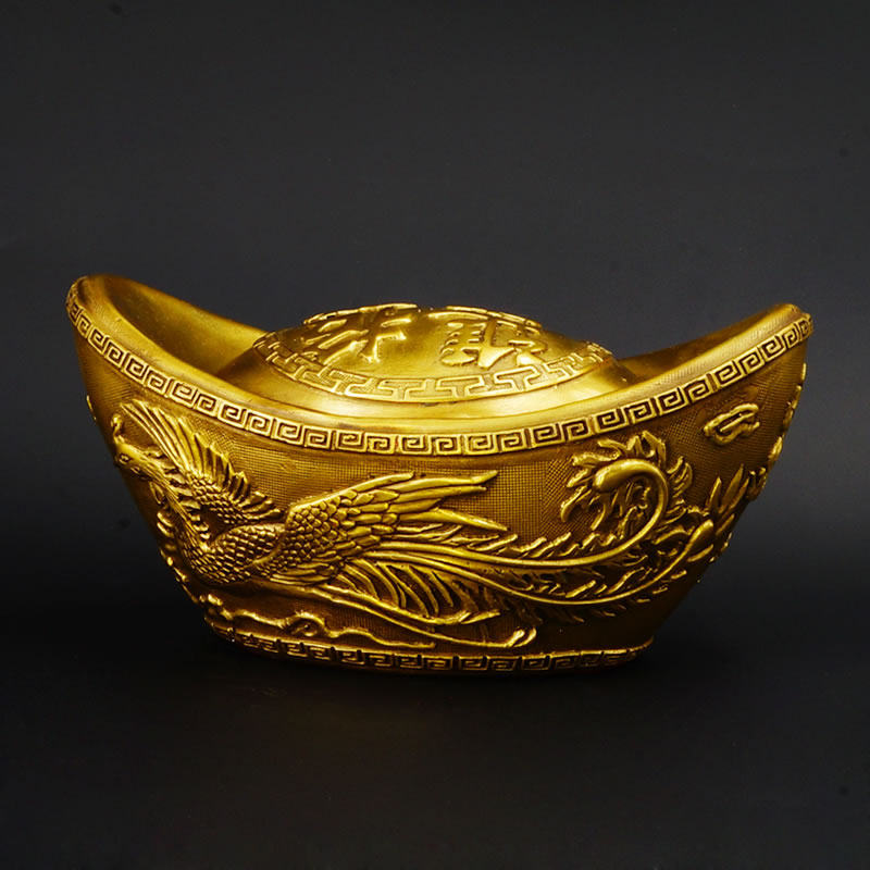 慈风阁纯铜元宝摆件黄铜招财旺财金元宝风水开业客厅玄关桌面摆设