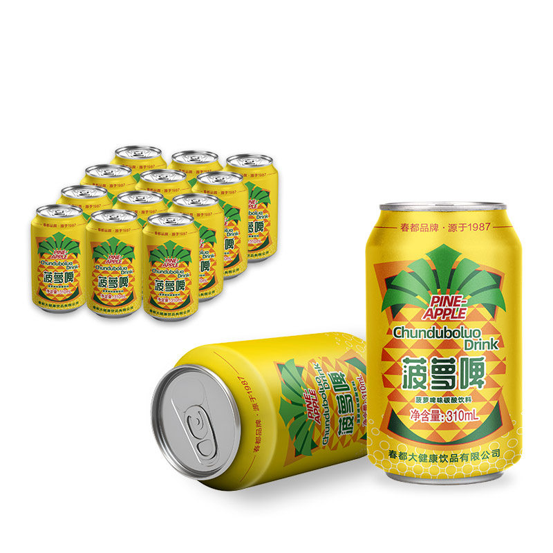 春都菠萝啤310ml*12罐经典品牌夏天必备网红汽水饮品无酒精啤酒味