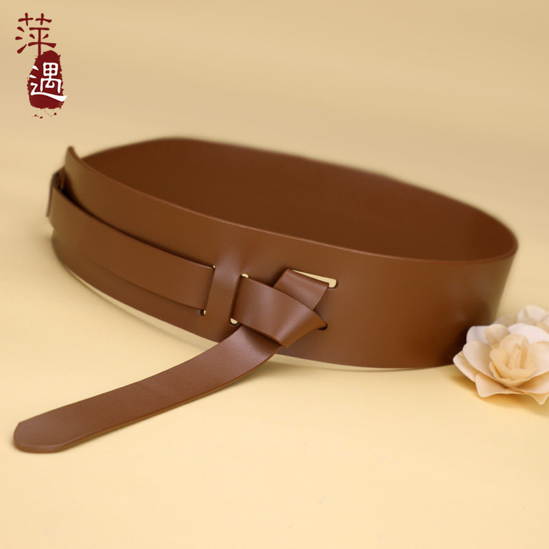 腰封女真皮牛皮高级休闲时尚宽腰腰带装饰配裙大衣腰带