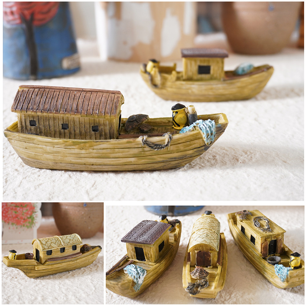 江南小木船模型小树树脂摆件家居家居装饰装饰品渔船工艺船