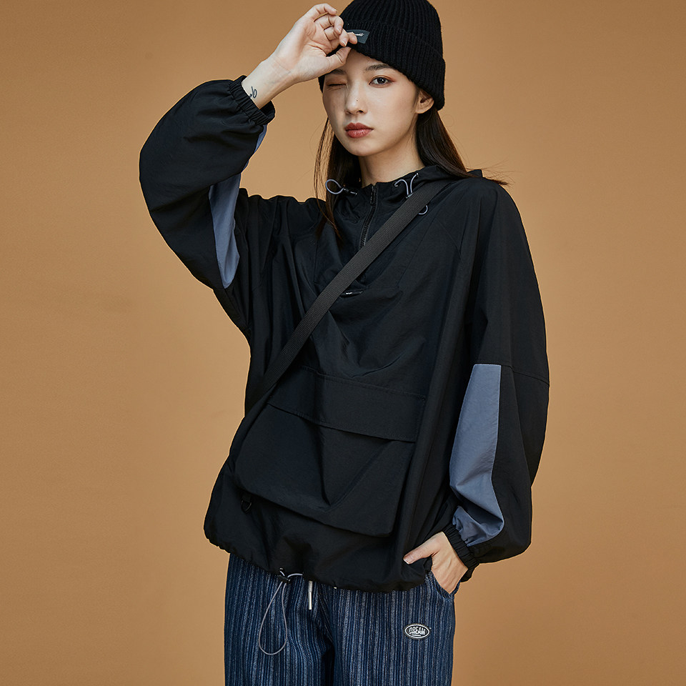 外套2020新款秋冬套头工装夹克宽松半拉拉链短外套