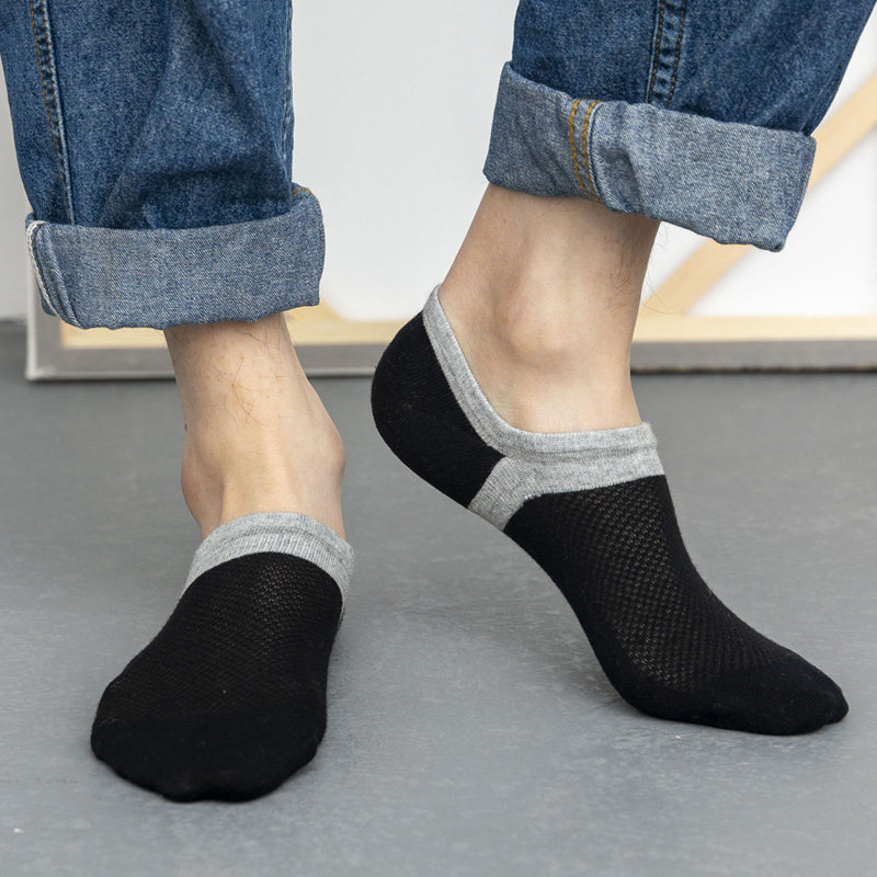 袜子男短袜夏季薄款透气纯棉低帮夏天防臭吸汗全棉男士隐形船袜潮