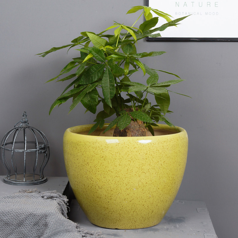 出口韩国抖音小清新绿色陶瓷花盆三件件套客厅花盆