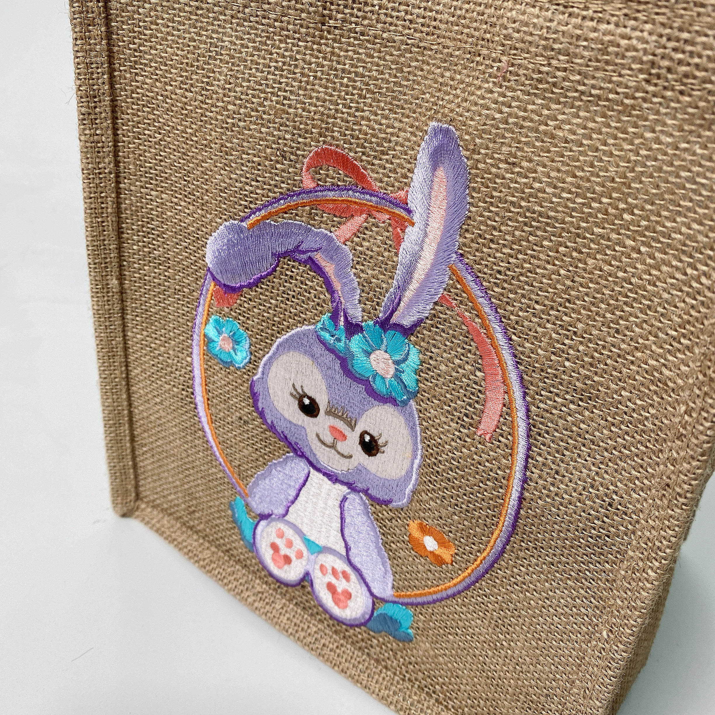 麻布muji布包饭盒改造diy刺绣手提袋子卡通麻布袋