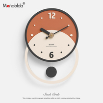 Free Punch Collision Color Minimalist Home Living Room Clock 2023 new creative hanging bell wall Wall Adornment Mesh Red Timepiece