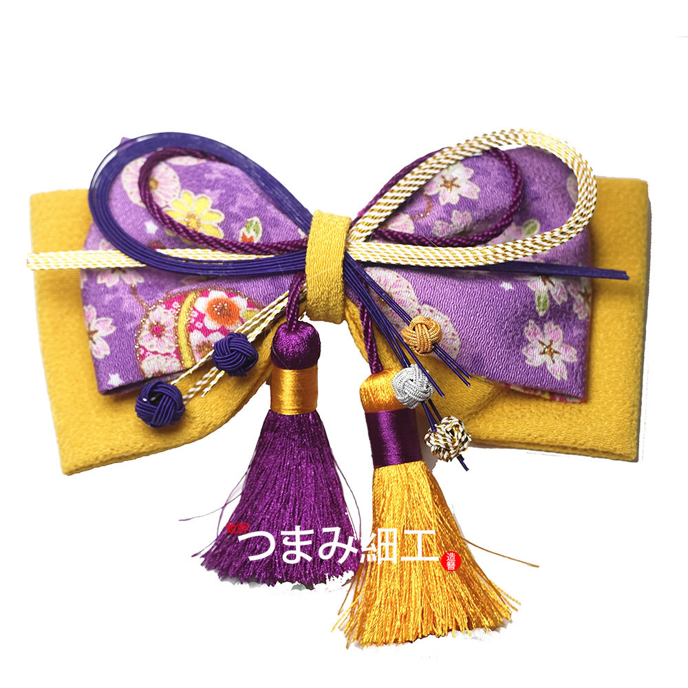 头饰日本和服浴衣和风发饰配饰超大蝴蝶结紫色发饰