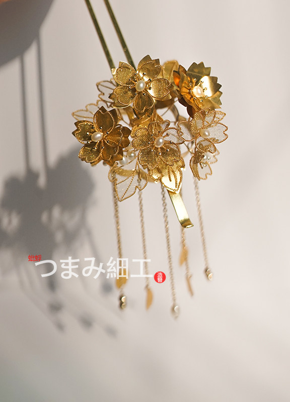 古装发簪头饰日本和服配饰步摇樱花平打发饰