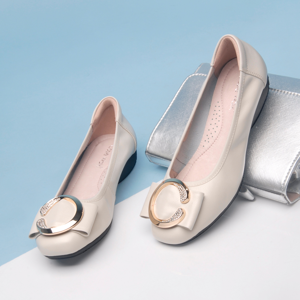 2021春款圆平底鞋女百搭蝴蝶结女鞋软底妈妈鞋浅口单鞋