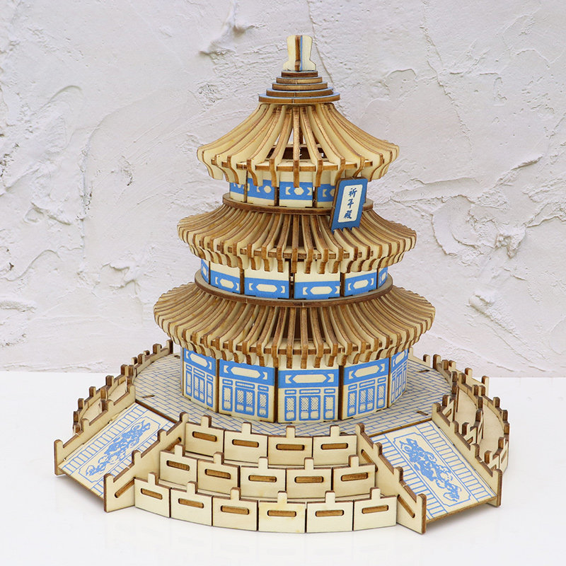 老北京天坛古建筑拼装木制仿真立体3d益智拼图拼图