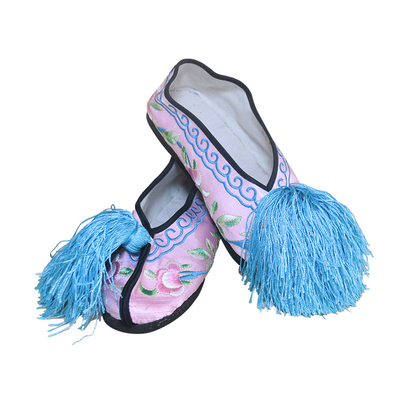 中原戏装戏曲轮胎平底彩鞋戏鞋绣花鞋儿童古装京剧民族服装