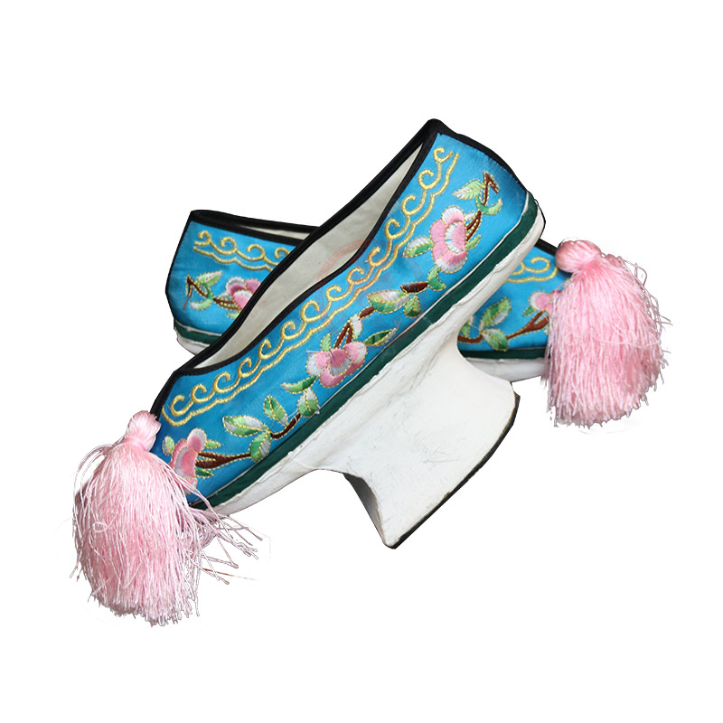 中原戏装旗鞋戏曲花盆底古装格格贵妃娘娘满族鞋清代女绣花彩鞋