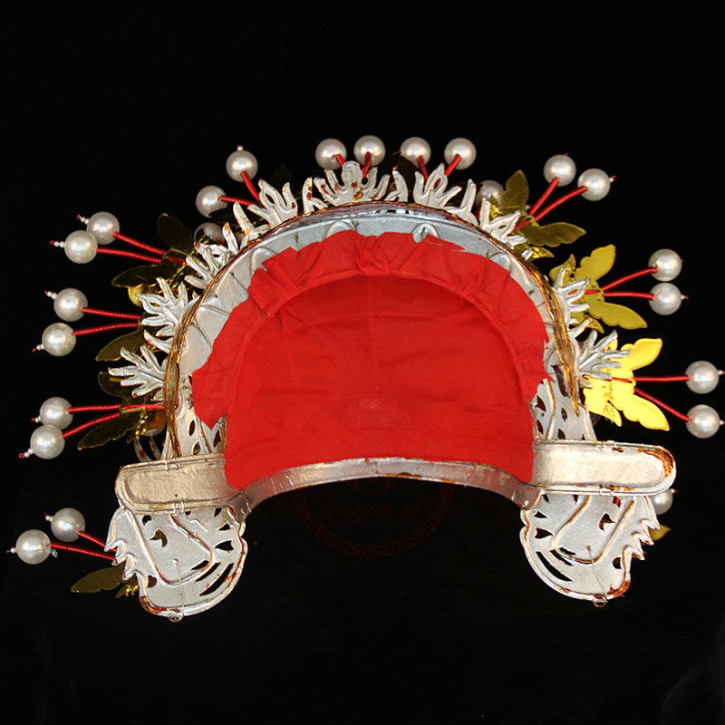 蝴蝶凤冠中原戏装金凤冠戏剧金色戏曲盔头凤冠霞帔手工民族服装