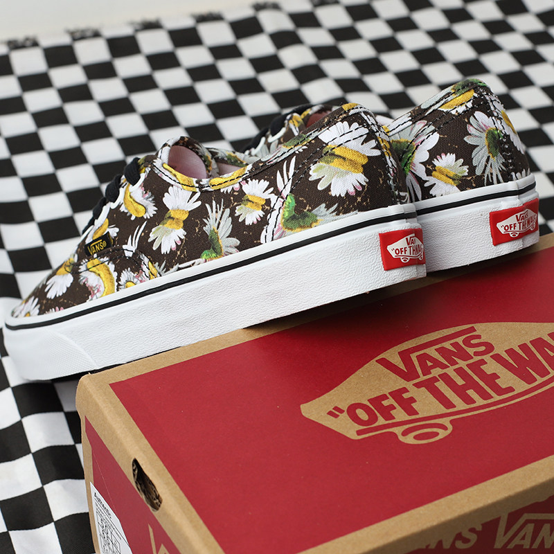 vansauthentic小雏菊菊花图案帆布布鞋男女女鞋休闲板鞋