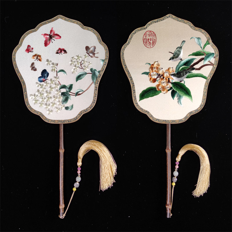 苏绣团扇双面异色刺绣扇子中国国风现代中式工艺扇