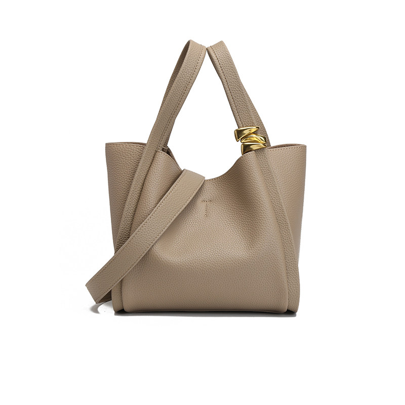 why通勤水桶包女2022新款女包高级感真皮单肩包小众手提菜篮子包