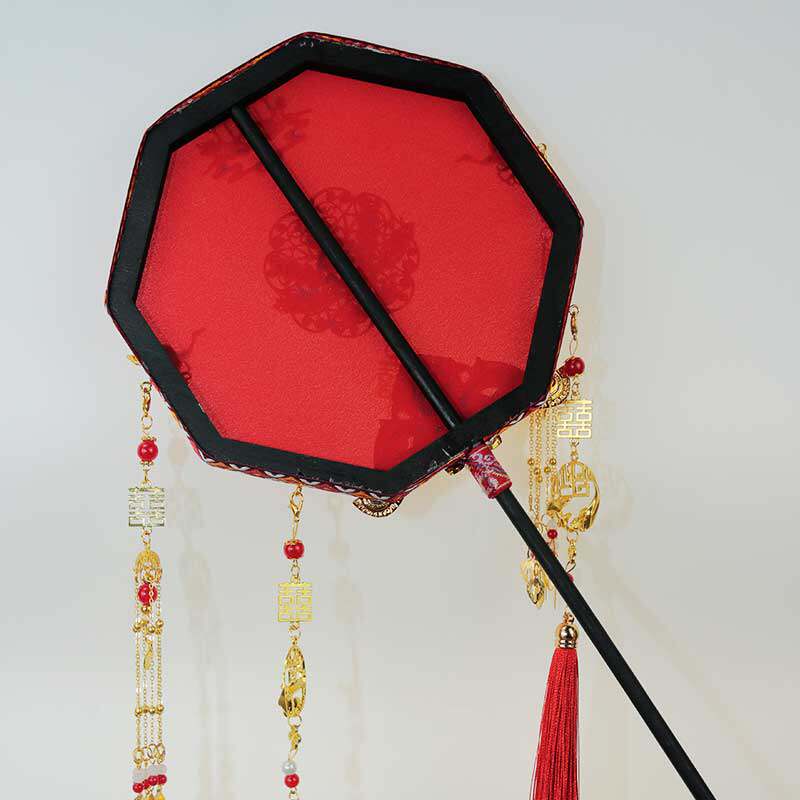 雪亭坊凤临古风轻奢中式六角团扇新娘结婚礼出嫁手捧喜扇手工婚扇