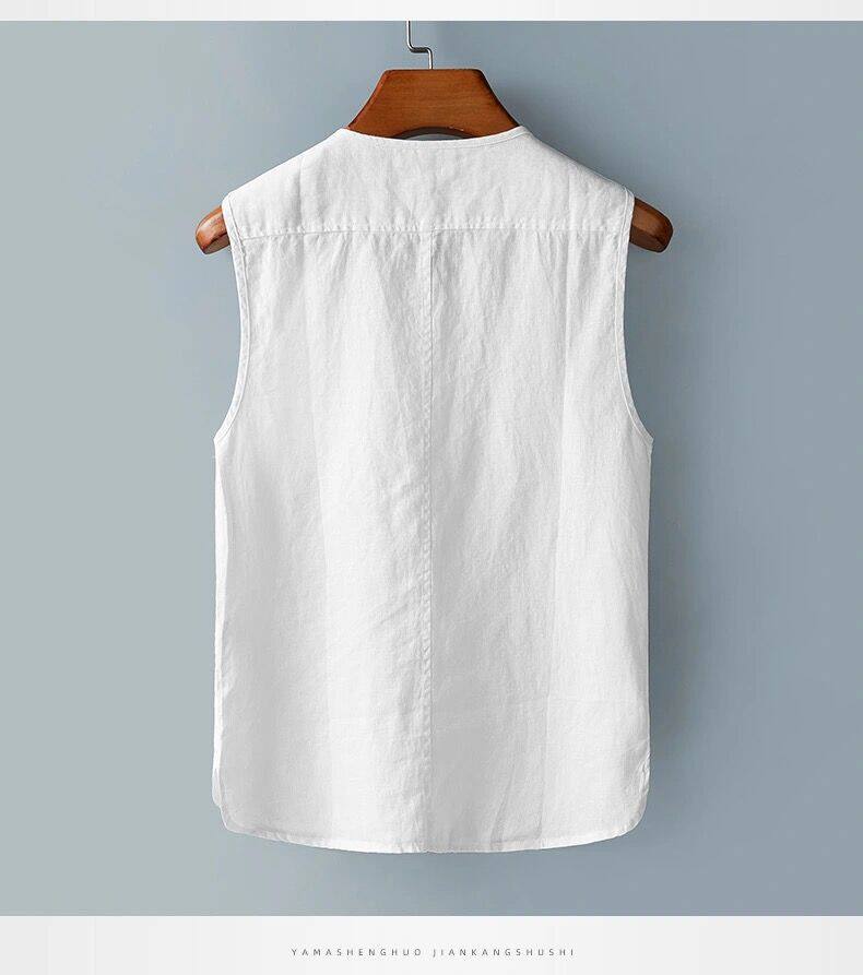 薄中棉麻上衣布料麻布背心休闲国风宽松马甲背心