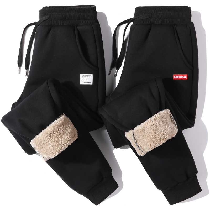 羊羔绒男运动裤加绒加厚休闲裤青年韩版宽松小脚长裤哈伦裤男裤子