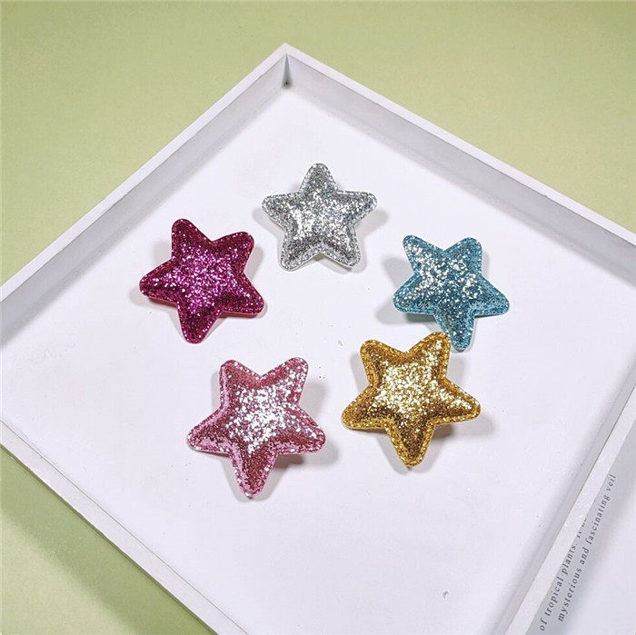 日韩原宿可爱闪粉五角星儿童胸针别针发夹徽章发饰