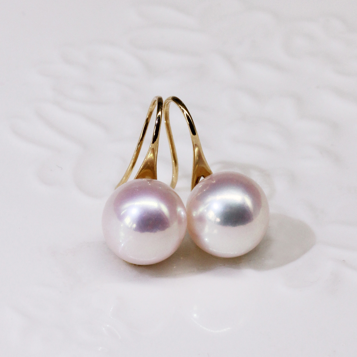 18k黄金高跟鞋珍珠耳环耳钩耳钉女款镂空花托日本akoya海水超大颗