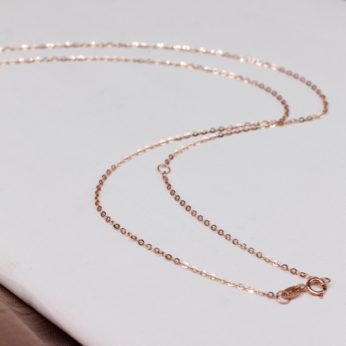 18k纯黄金项链玫瑰金彩金素链锁骨链女款正品真金au750单链子o字