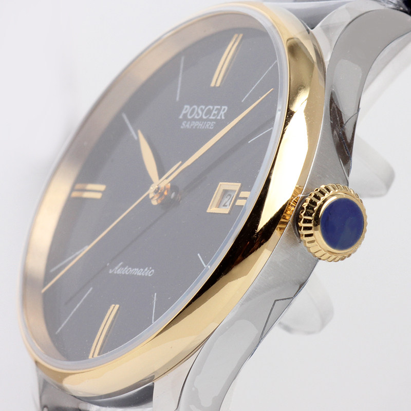 poscer宝时捷新款休闲真皮皮带手表全自动机械防水国产腕表