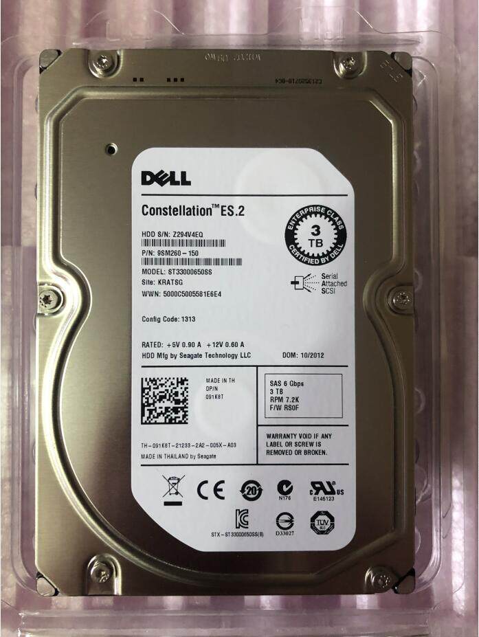 全新dell3tsas7.2kst33000650ss091k8t企业级服务器硬盘机械硬盘