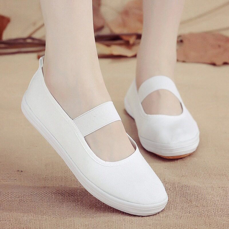 护士白色儿童跳舞舞蹈鞋老北京布鞋软底工作鞋女童美容院舞蹈鞋