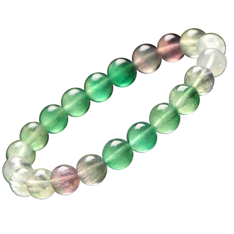 市面罕见亲宝水晶冰种拉丝萤石手链男款多彩水晶手链