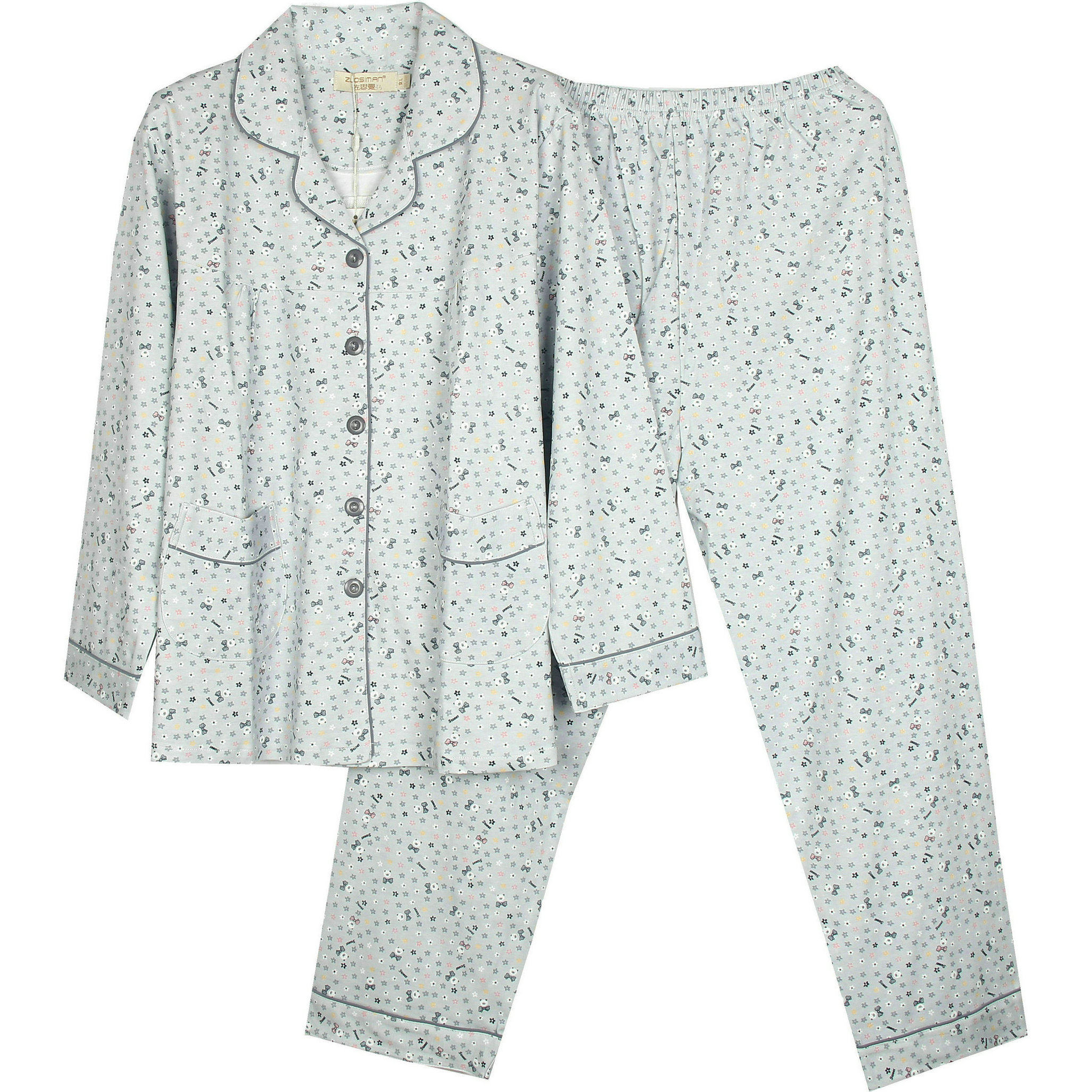 秋冬纯棉长袖睡衣中老年人女家家居服全棉加肥超大睡衣